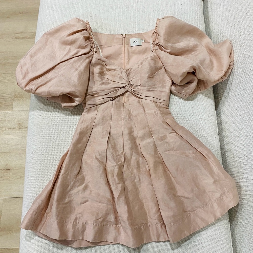 Aje Blush Pink Gathered mini Dress